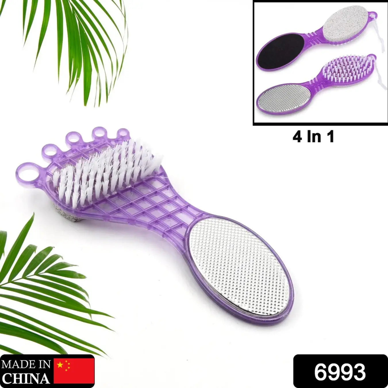 4 in 1 Pedicure Tool for Soft Feet – Pumice, Brush, Scrubber & File