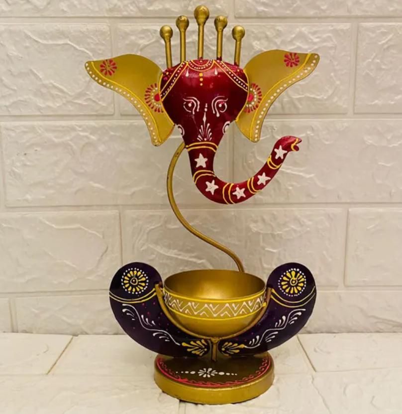 I Crafted Spiritual Decor Ganesh with Taillight Candle Holder