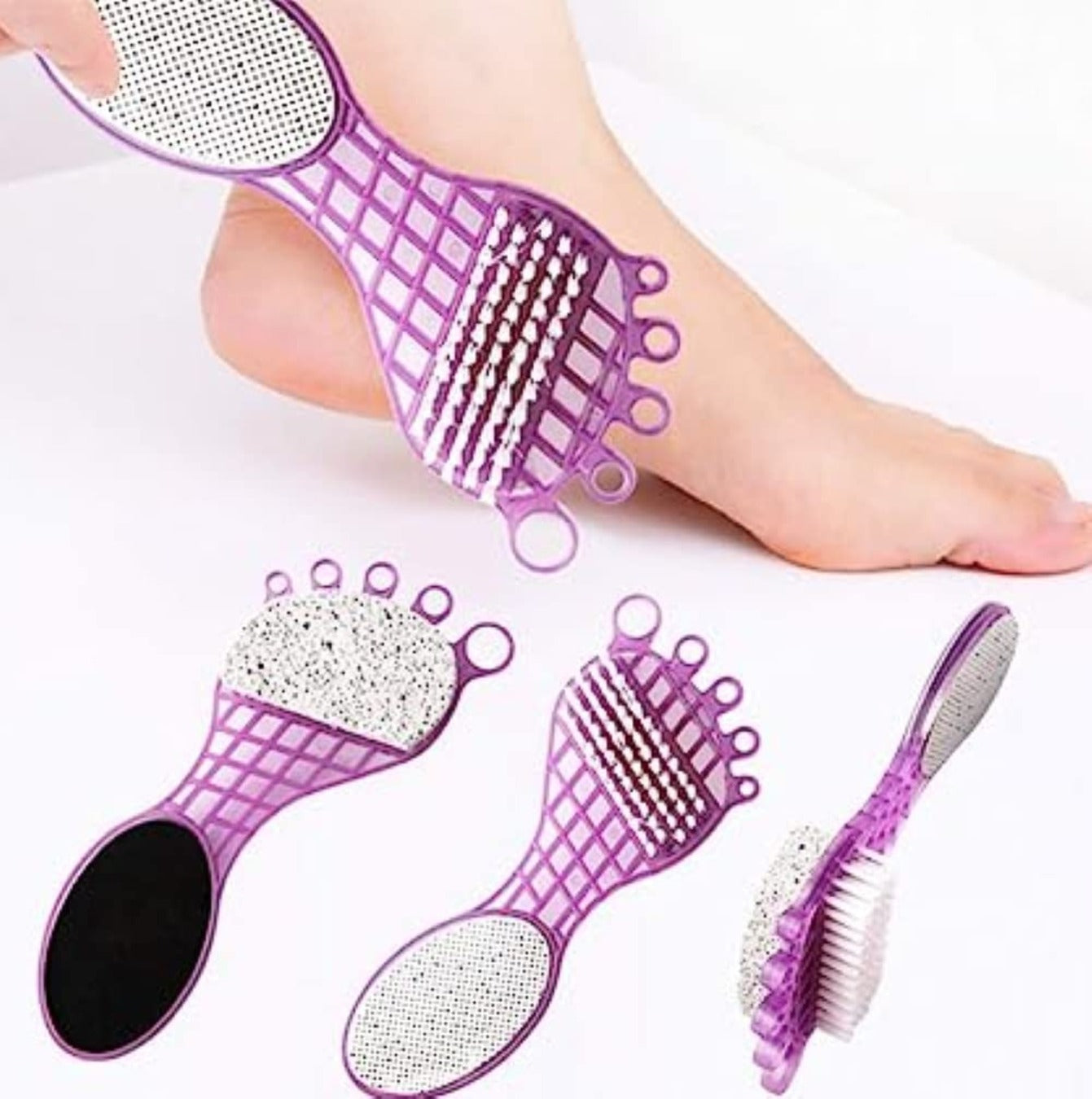 4 in 1 Pedicure Tool for Soft Feet – Pumice, Brush, Scrubber & File